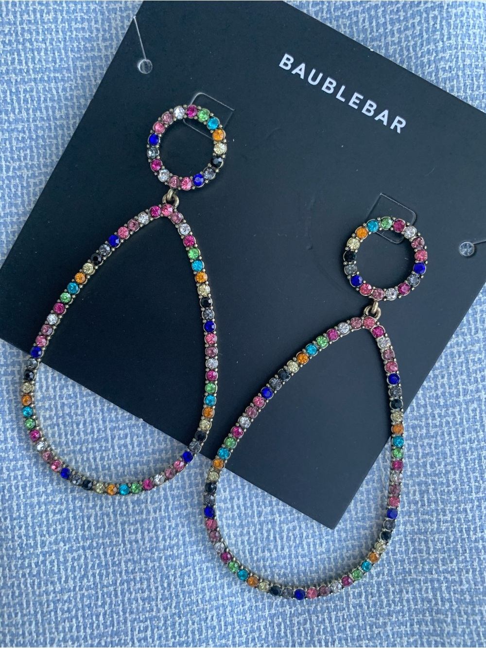 BaubleBar Multicolor Crystal Teardrop Hoop Earrings